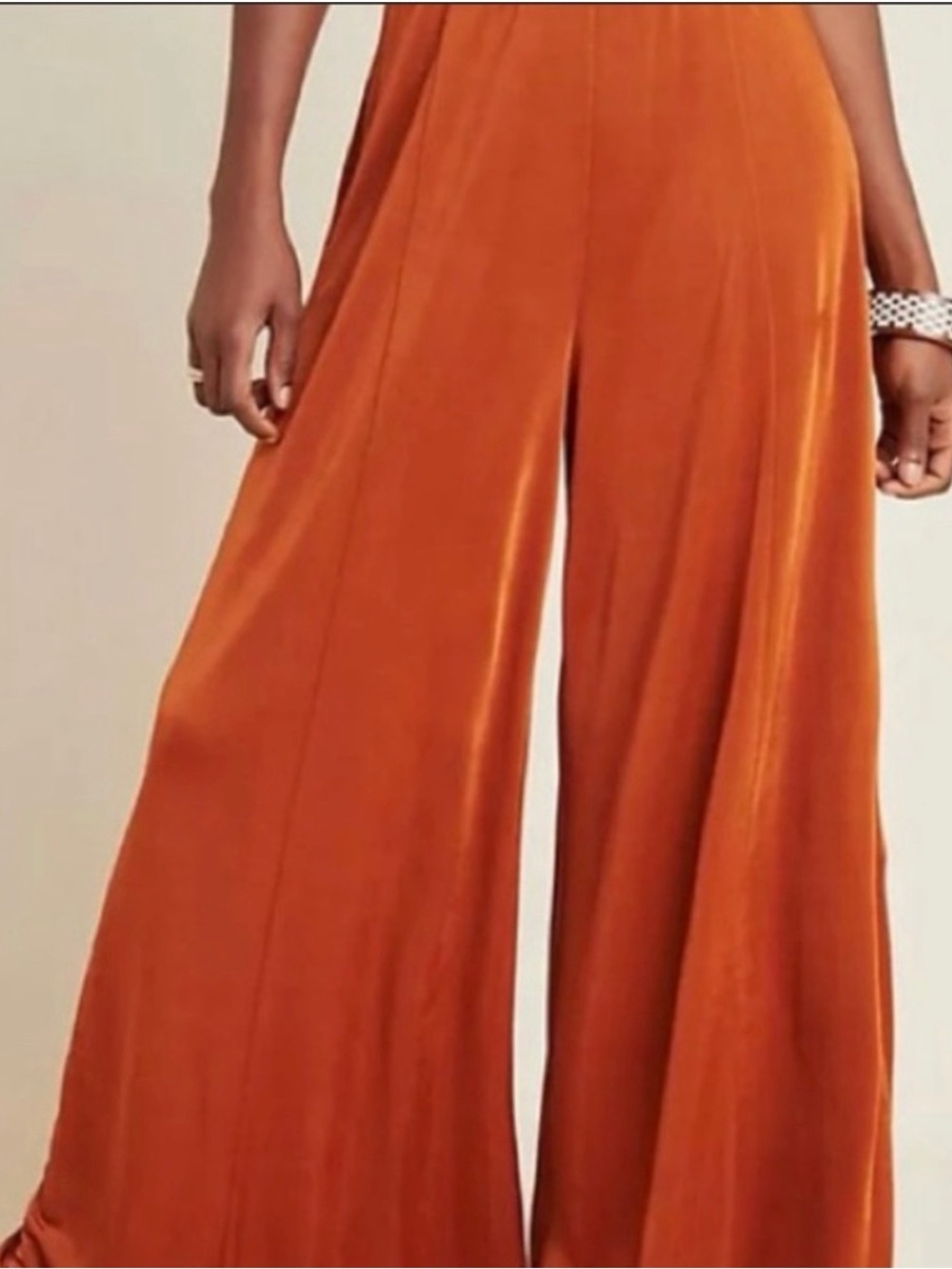 Anthropologie Wide-Leg Women's Palazzo Pants in Rust satin